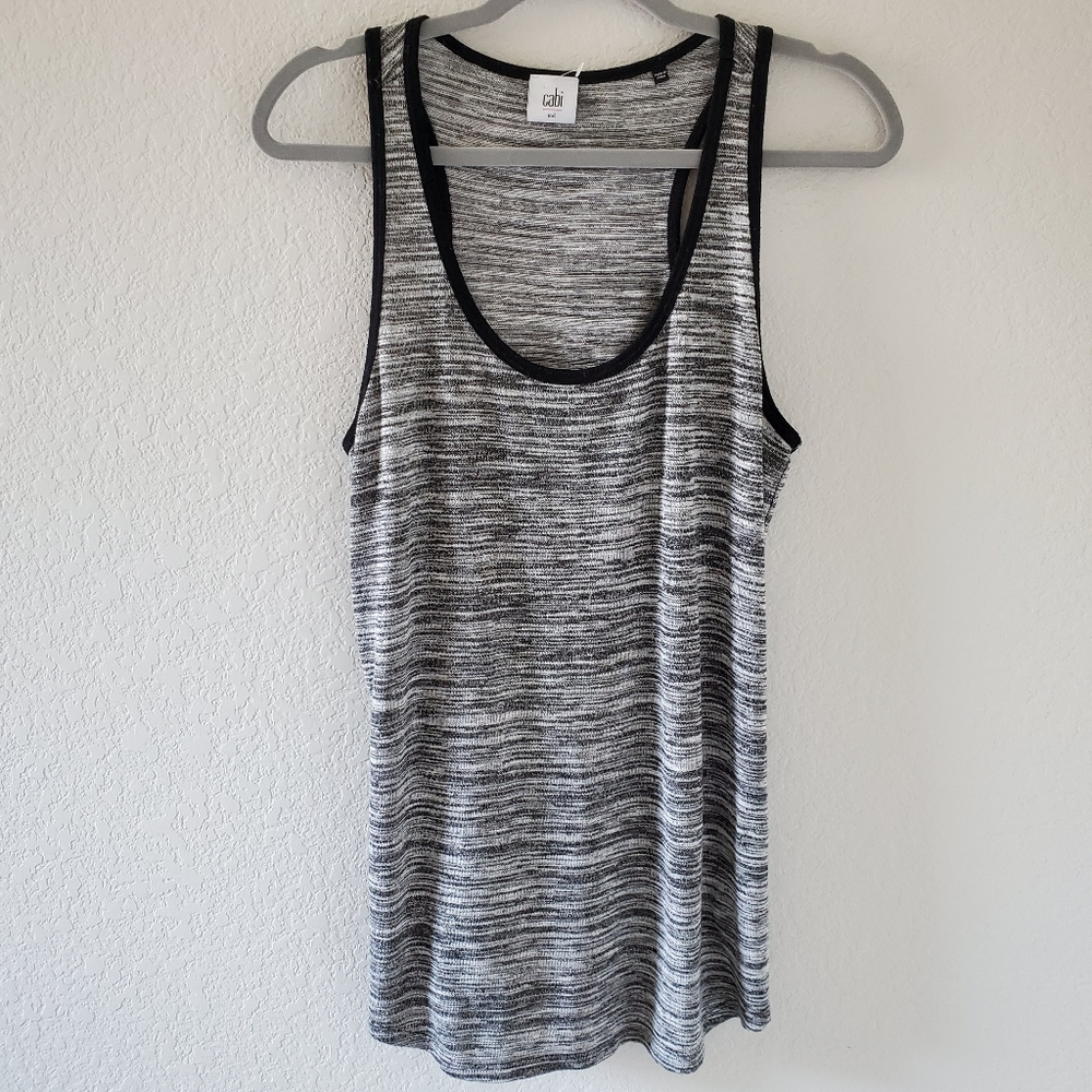 CAbi space dye black horizontal tank top NWOT